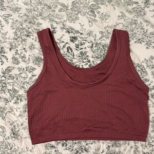 Aerie Ribbed Burgundy Top
